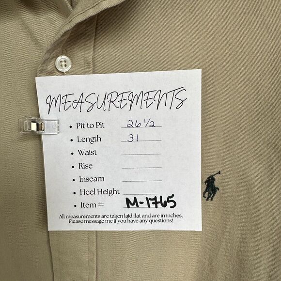 2/$30 Ralph Lauren Vintage Blaire Cotton Canvas Button Down Shirt Mens L Tan - Picture 3 of 9